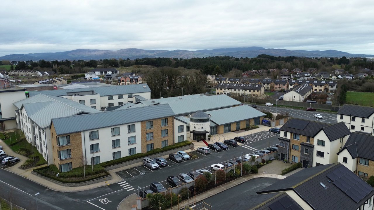 Aerial view of the Fairways Hotel Dundalk wedding reception venue.